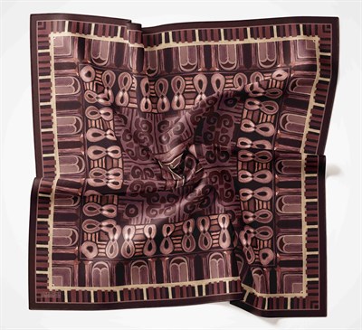 Viskon Velora Eşarp Dört Mevsim Antik Motif Desen Koyu Mor 90X90