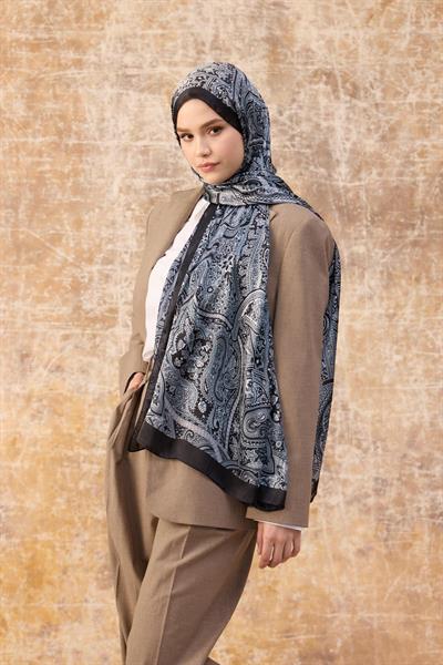 Siyah Hint Vual Şal -  5003-10