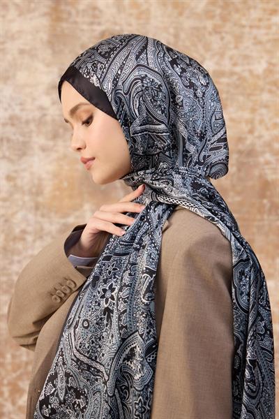 Siyah Hint Vual Şal -  5003-10