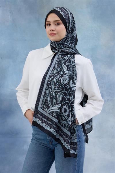 Siyah Hint Vual Şal -  5005-09