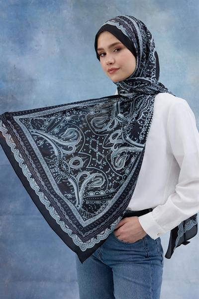 Siyah Hint Vual Şal -  5005-09