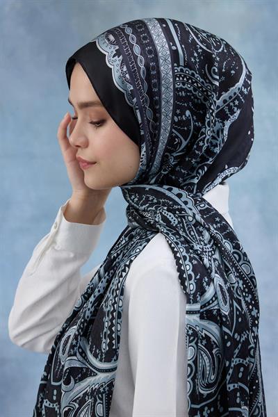 Siyah Hint Vual Şal -  5005-09