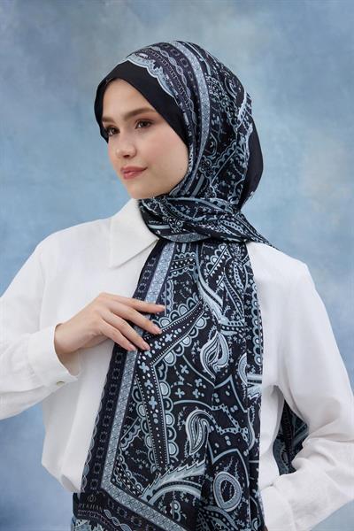 Siyah Hint Vual Şal -  5005-09