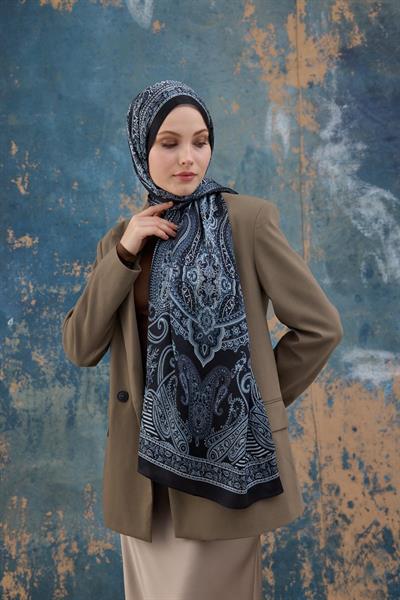 Siyah Hint Vual Şal -  5008-06
