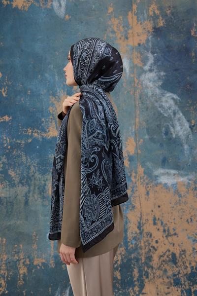Siyah Hint Vual Şal -  5008-06