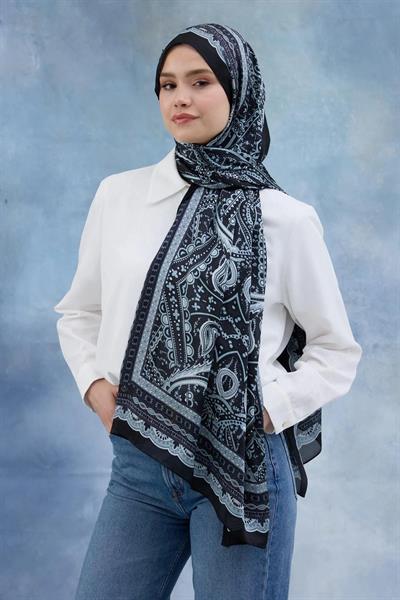 Siyah Hint Vual Şal - 5005-09