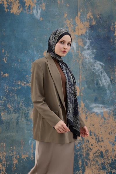 Siyah Taş Hint Vual Şal -  5008-08