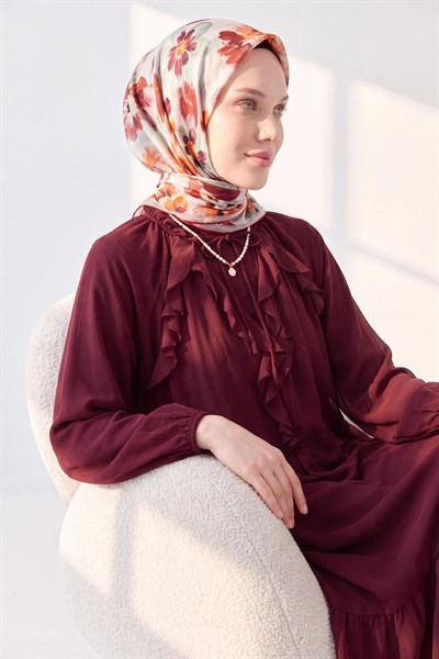 Soft Eşarp Fleur Bordo