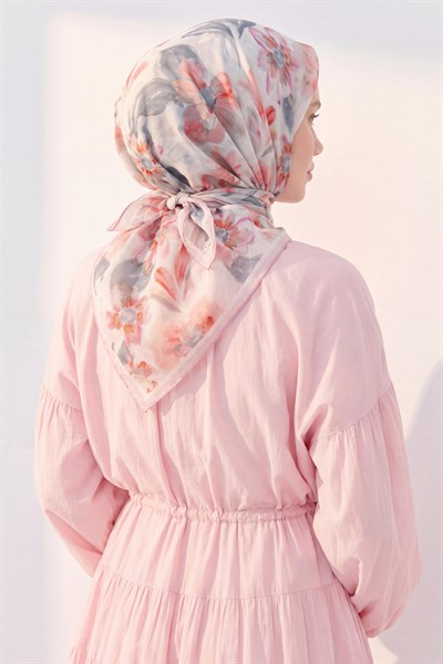 Soft Eşarp Fleur Mavi Gri