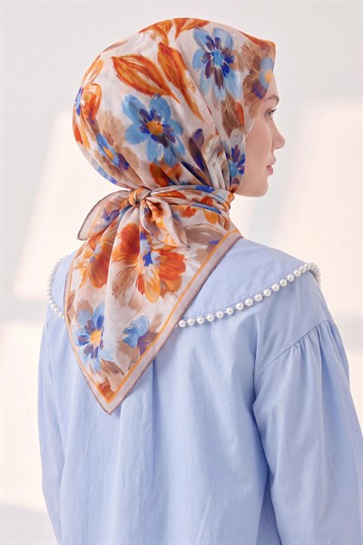 Soft Eşarp Fleur Turuncu