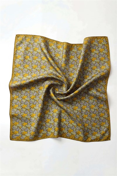 Soft Eşarp Floral Line Çimen Yeşili 90x90