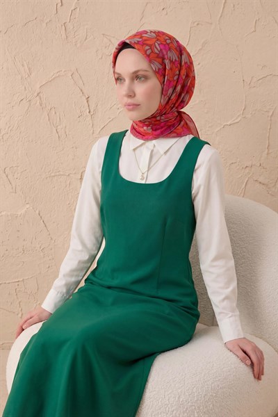 Soft Eşarp Floral Line Koyu Kırmızı 90x90