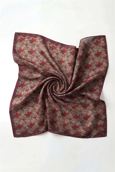 Soft Eşarp Floral Line Koyu Vizon 90x90