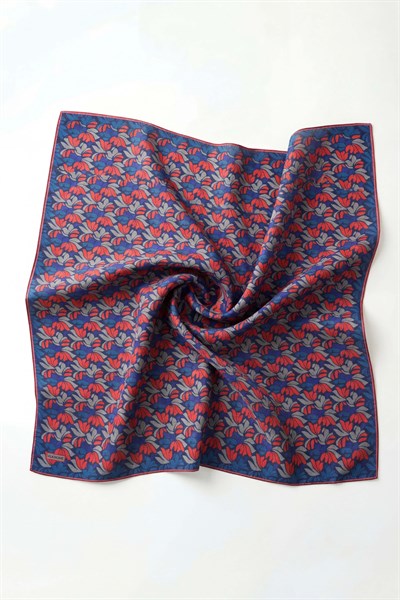 Soft Eşarp Floral Line Lacivert 90x90