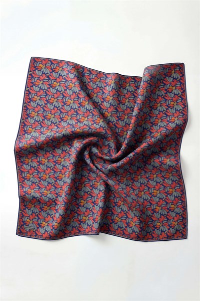 Soft Eşarp Floral Line Mavi 90x90