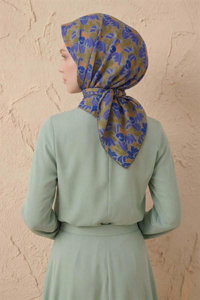 Soft Eşarp Floral Line Olive 90x90