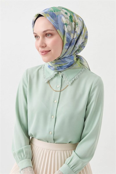 Soft Eşarp Flower Fıstık Yeşili
