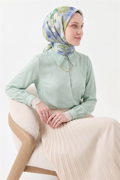 Soft Eşarp Flower Fıstık Yeşili