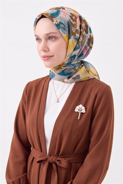Soft Eşarp Flower Hardal