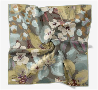 Soft Eşarp Flower Koyu Gri