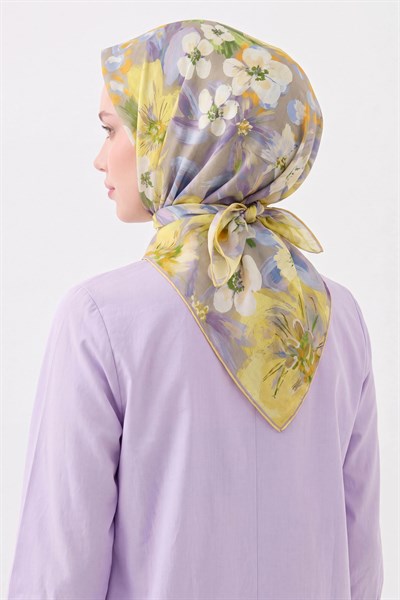 Soft Eşarp Flower Limon Sarısı