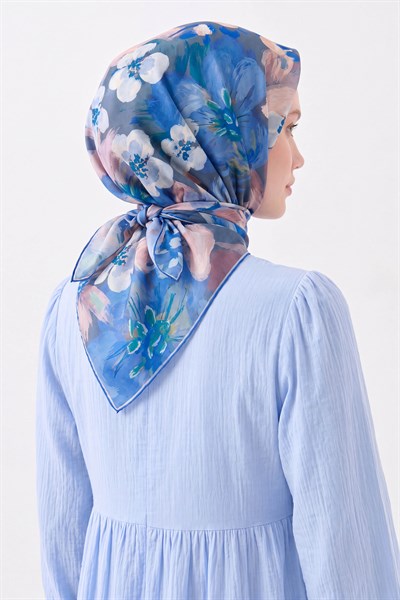 Soft Eşarp Flower Mavi