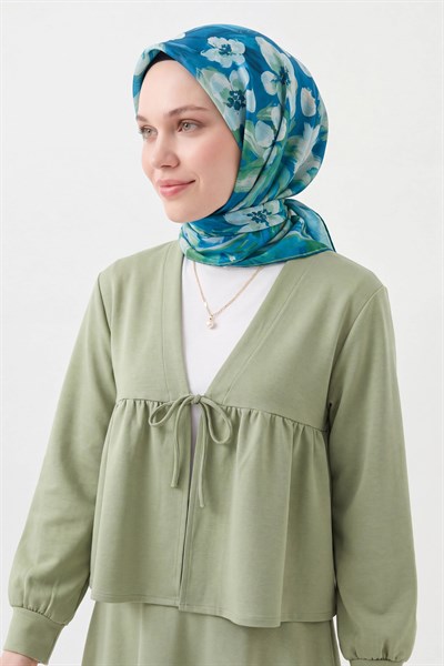 Soft Eşarp Flower Petrol Mavisi