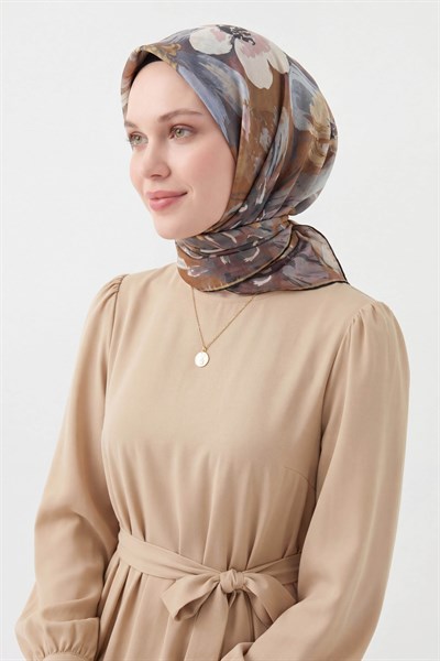 Soft Eşarp Flower Sütlü Kahve