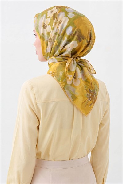 Soft Eşarp Flower Yağ Yeşili