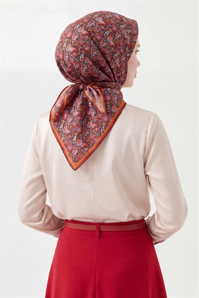 Soft Eşarp Garden Kırmızı 90x90