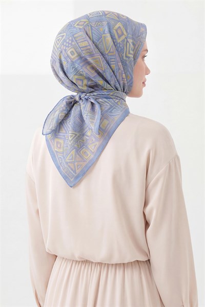 Soft Eşarp Geometrik Bebe Mavisi