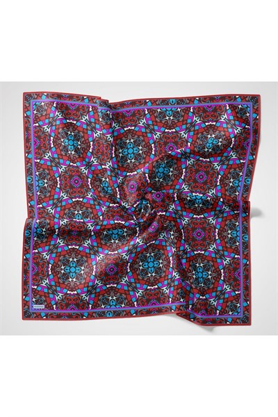 Soft Eşarp Geometrik Bordo 90x90