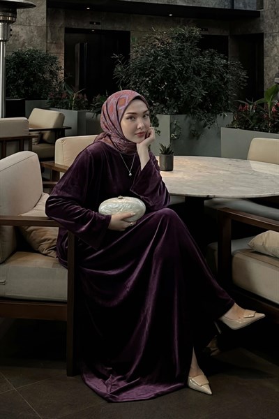 Soft Eşarp Geometrik Desen Lila 90x90