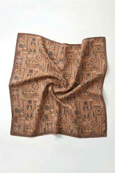 Soft Eşarp Geometrik Desen Vizon 90x90