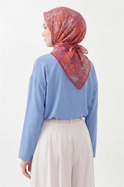 Soft Eşarp Geometrik Kırmızı