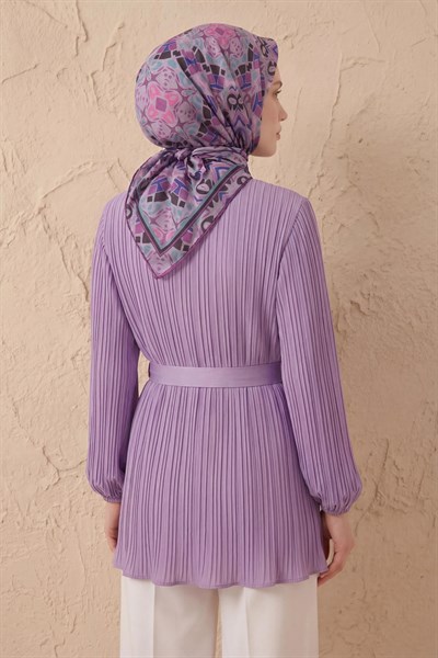 Soft Eşarp Geometrik Lila 90x90