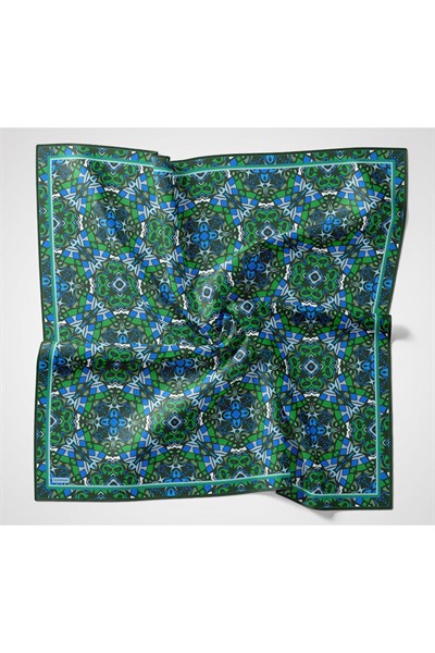 Soft Eşarp Geometrik Zümrüt Yeşili 90x90