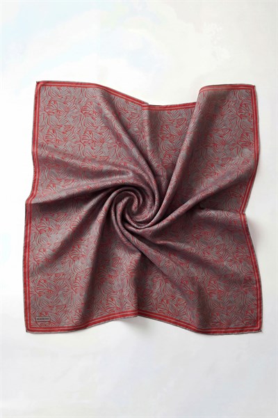 Soft Eşarp Lina Flora Kiremit Kırmızı 90x90