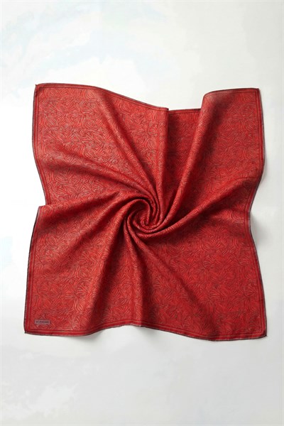 Soft Eşarp Lina Flora Koyu Kırmızı 90x90