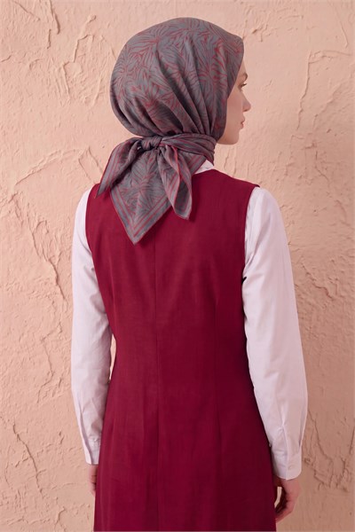 Soft Eşarp Lina Flora Mavi Gri 90x90