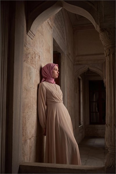 Soft Eşarp Lina Flora Pembe 90x90