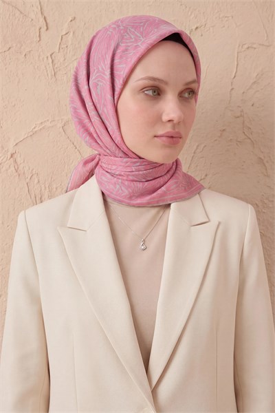 Soft Eşarp Lina Flora Pembe 90x90