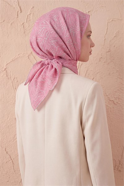 Soft Eşarp Lina Flora Pembe 90x90