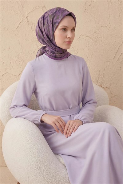 Soft Eşarp Melodi Desen Leylak 90x90