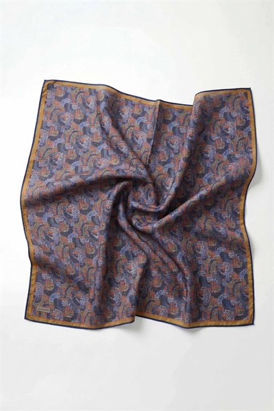 Soft Eşarp Melodi Desen Saks Mavi 90x90