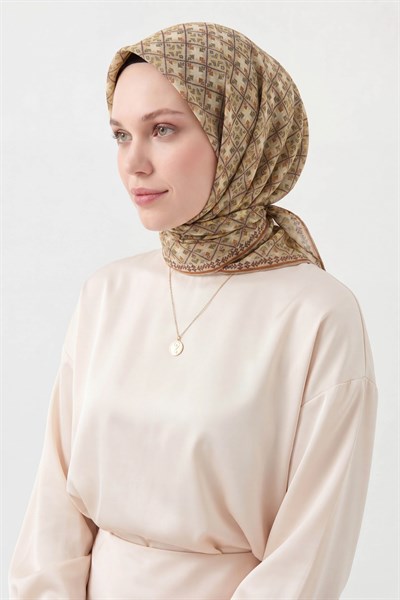 Soft Eşarp Minimal Motif Krem