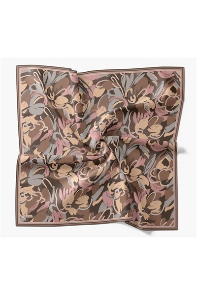 Soft Eşarp Painterly Floral Çikolata Kahve