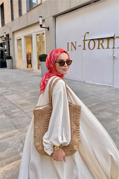 Soft Eşarp Painterly Floral Fuşya