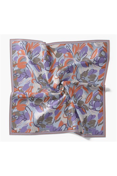 Soft Eşarp Painterly Floral Gök Mavi