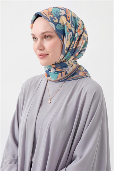 Soft Eşarp Painterly Floral İndigo